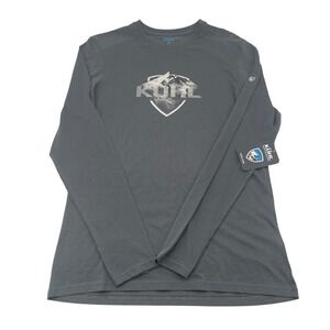 Kuhl Mens Organic Cotton Long Sleeve Graphic T-Shirt Gray Mountain Hiking Medium